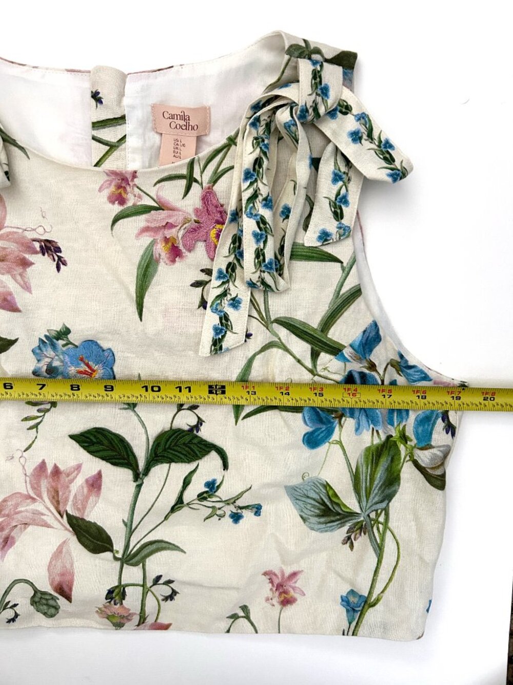 Camila Coelho Floral Linen Blend Embroidered Crop Top Maxi Skirt Set L NWT - Picture 9 of 13